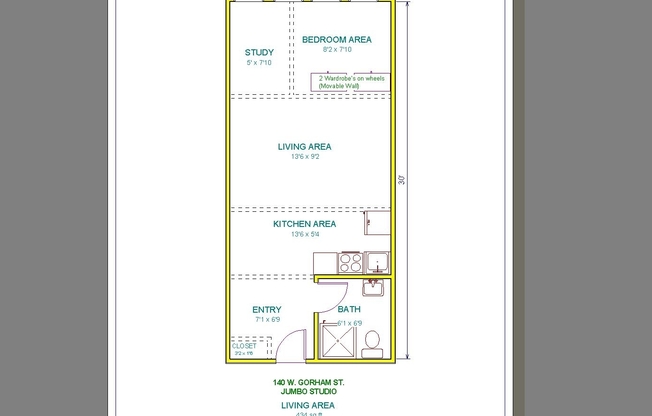 1 bed, 1 bath, 400 sqft, $1,185, Unit 203