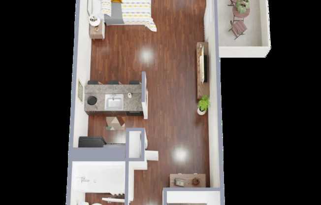 Studio, 1 bath, 480 sqft, $960