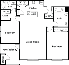 2 beds, 2 baths, 955 sqft, $1,625