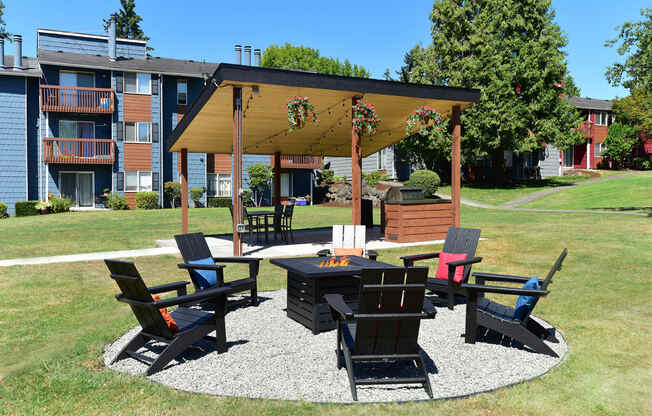 our apartments offer a clubhouse with a lounge area and fire pit