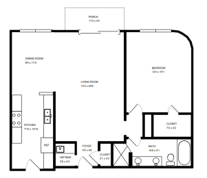 1 bed, 1 bath, 840 sqft, $2,795