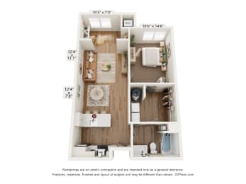 1 bed, 1 bath, 804 sqft, $1,440