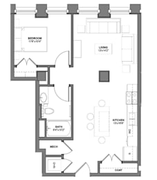 1 bed, 1 bath, 733 sqft, $1,195