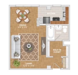 Studio, 1 bath, 380 sqft, $1,395