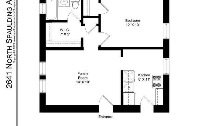 1 bed, 1 bath, 555 sqft, $1,795, Unit 2641-1E