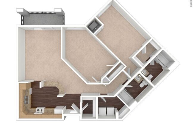 2 beds, 2 baths, 1,221 sqft, $1,900