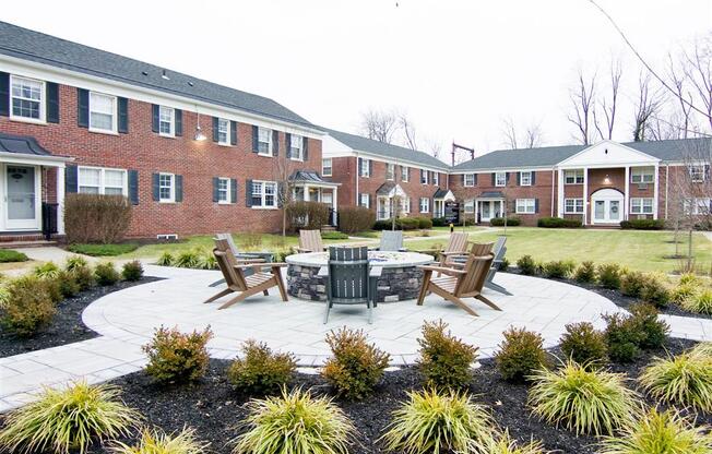Outdoor fire pit with social seating at Alister Morristown, Morristown, 07960