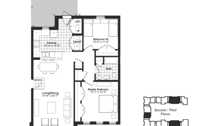 2 beds, 1 bath, 975 sqft, $1,228