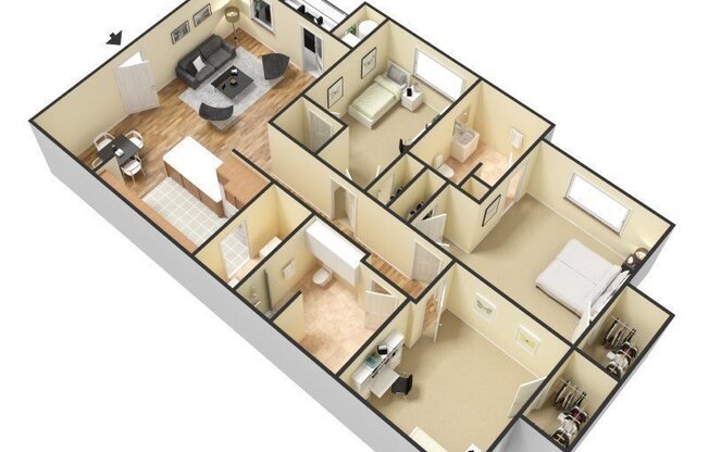 3 beds, 2 baths, 1,356 sqft, $1,741, Unit 6301