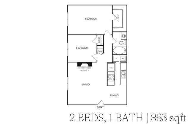2 beds, 1 bath, 863 sqft, $1,175