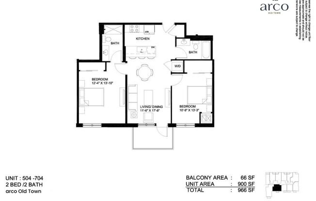 2 beds, 2 baths, 878 sqft, $4,499, Unit 1552-504