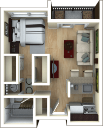 Studio, 1 bath, 497 sqft, $2,212