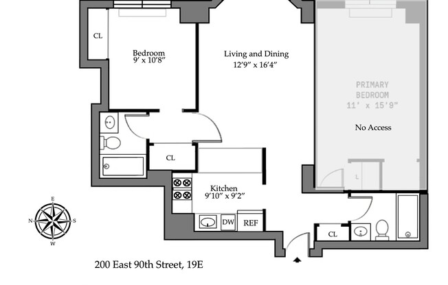 1 bed, 2 baths, $4,495, Unit 19E