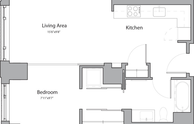 1 bed, 1 bath, 580 sqft, $3,300, Unit 1707