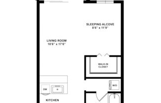 Studio, 1 bath, 512 sqft, $2,495