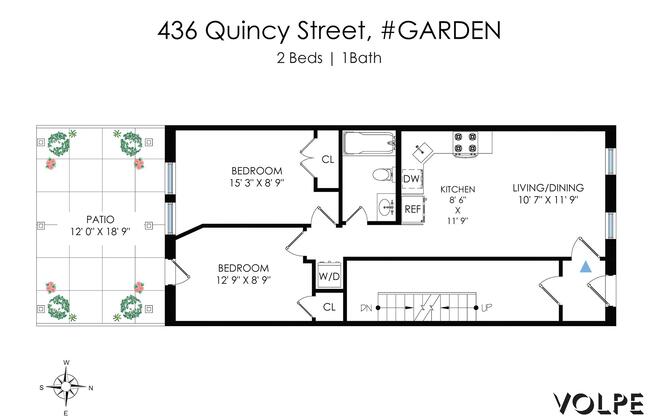 2 beds, 1 bath, $3,300, Unit GARDEN