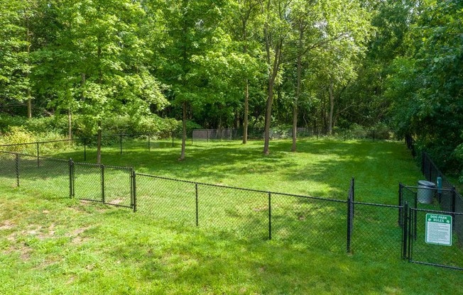 Fenced in dog park on site