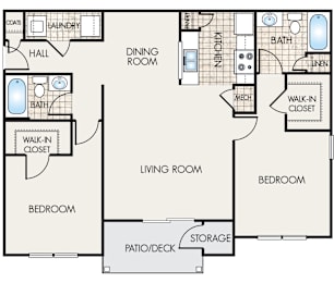 2 beds, 2 baths, 1,130 sqft, $1,581