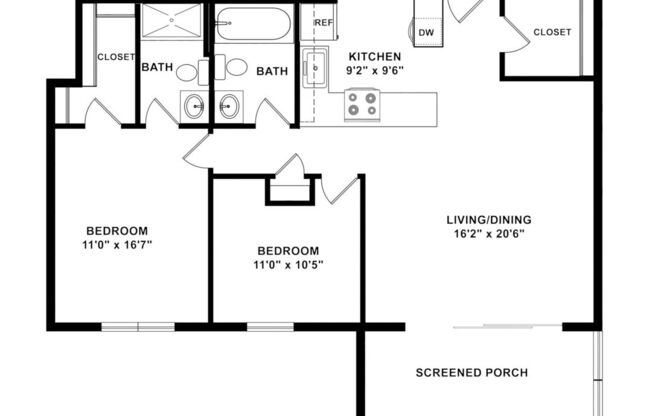 2 beds, 2 baths, 1,032 sqft, $1,915