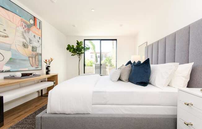 Bedroom at Ace on Orange Grove Apartments in Los Angeles, California.