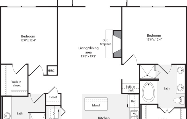 2 beds, 2 baths, 1,256 sqft, $2,886, Unit 406
