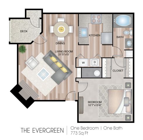 1 bed, 1 bath, 773 sqft, $1,845