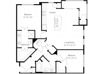 2 beds, 2 baths, 1,156 sqft, $1,825