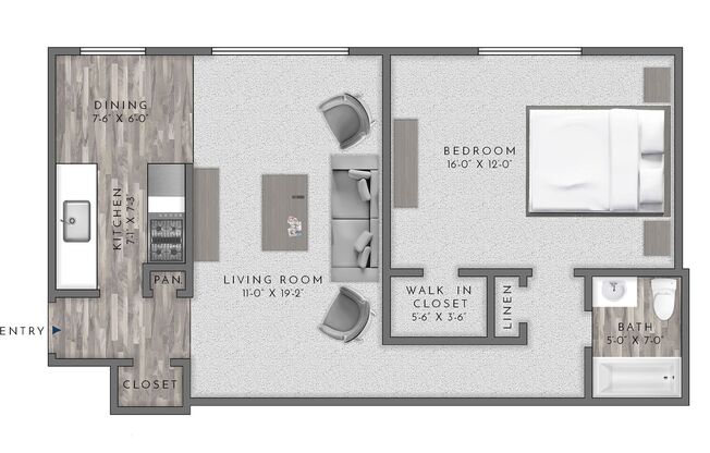 1 bed, 1 bath, 665 sqft, $2,535