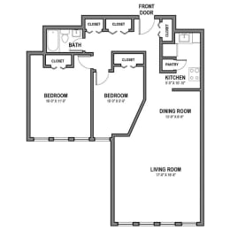 2 beds, 1 bath, 1,020 sqft, $1,596