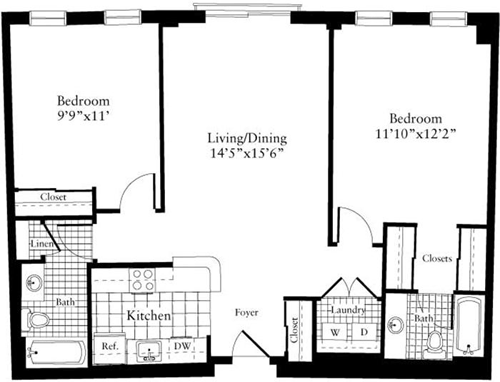 2 beds, 2 baths, 1,000 sqft, $3,440, Unit 0621