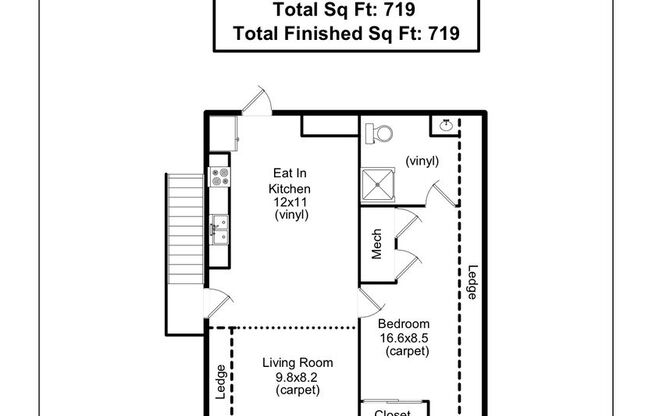 1 bed, 1 bath, 408 sqft, $1,300, Unit 512 1/2 S Loomis Ave