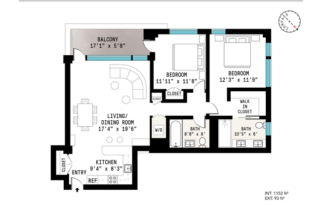 2 beds, 2 baths, 1,152 sqft, $8,995, Unit 4B