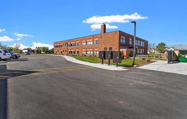 The entrance to Muskego School Apartments on Janesville Road