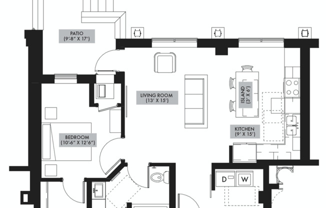 1 bed, 1 bath, 765 sqft, $1,699, Unit #208