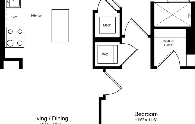 1 bed, 1 bath, 637 sqft, $2,200, Unit 206
