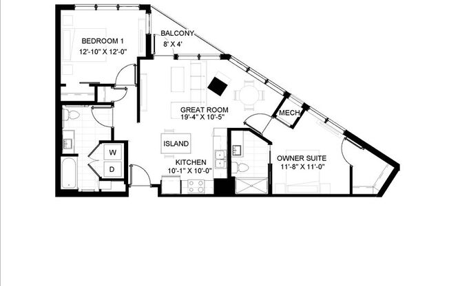 2 beds, 2 baths, 957 sqft, $2,750, Unit 1410