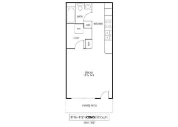 Studio, 1 bath, 375 sqft, $1,094