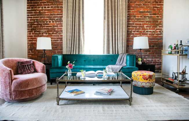 Living Room Interior at Villa Carlotta – Furnished Apartments, California