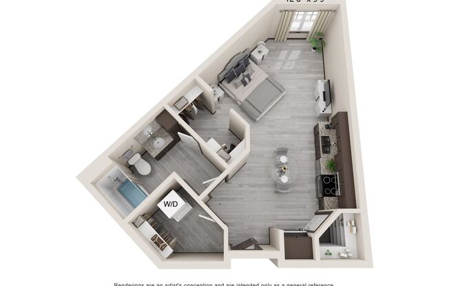 Studio, 1 bath, 567 sqft, $1,330, Unit APT. C107