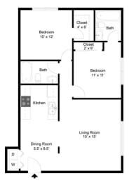 2 beds, 2 baths, 887 sqft, $1,750