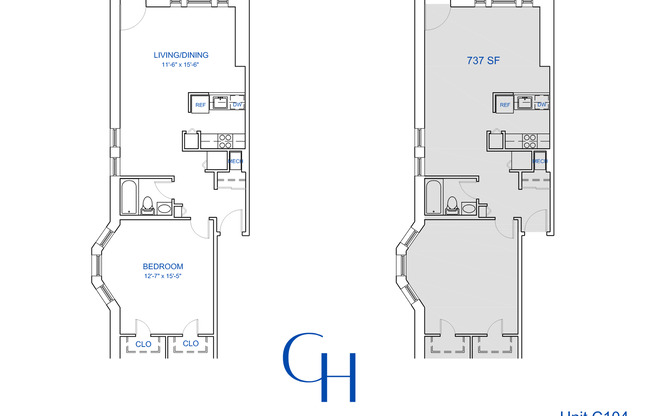 1 bed, 1 bath, 845 sqft, $1,675, Unit C-104