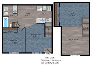 1 bed, 1 bath, 800 sqft, $999