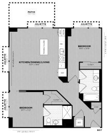 2 beds, 2 baths, 960 sqft, $3,516