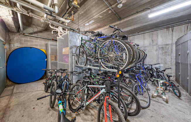 Bicycle storage in large room