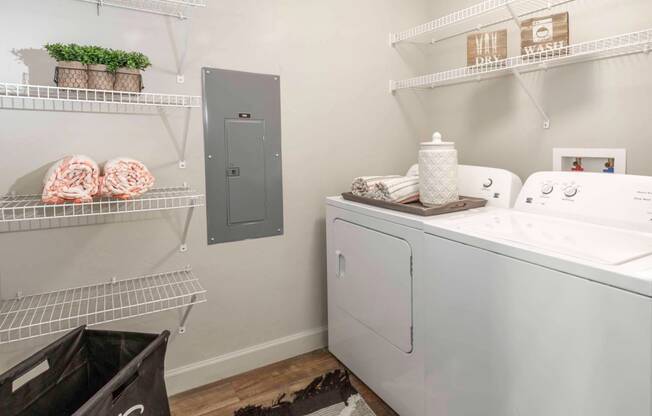 a washer and dryer in a laundry room