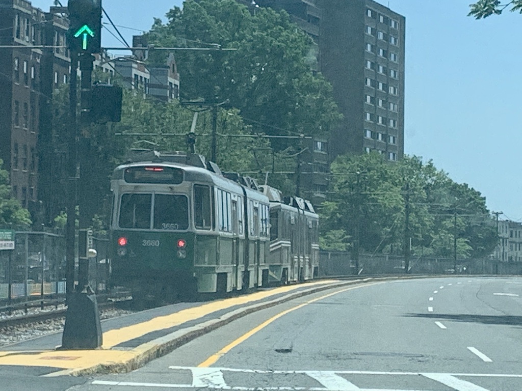 Green Line Tracks at Boston College in Chestnut Hill, MA