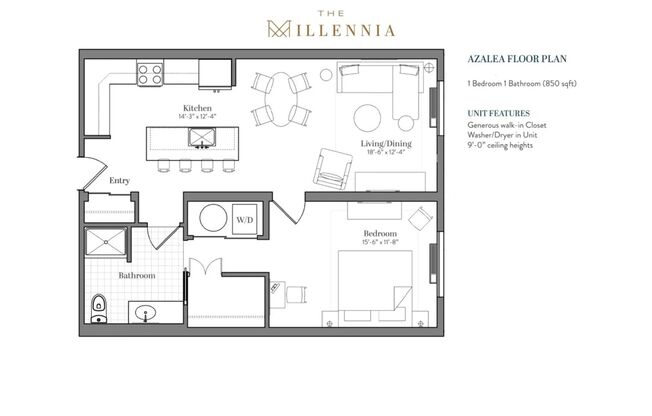 1 bed, 1 bath, 850 sqft, $3,070, Unit MIL-3C