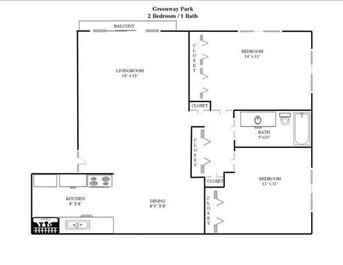 2 beds, 1 bath, 850 sqft, $1,345, Unit 907
