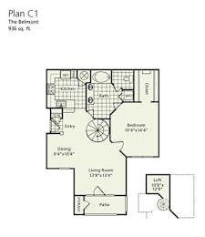 1 bed, 1 bath, 936 sqft, $1,700