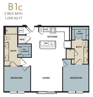 2 beds, 2 baths, 1,098 sqft, $2,400